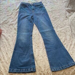 Classic Blue Flare Wide Leg Jeans